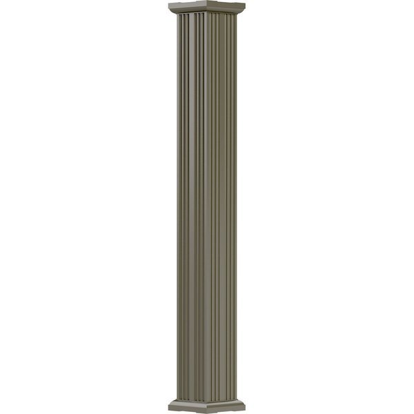 10" x 10' Endura-Aluminum Column, Square Shaft (For Post Wrap Installation), Non-Tapered, FLuted, Ekena Millwork, Mfr#: EA1010INFSCTUTU