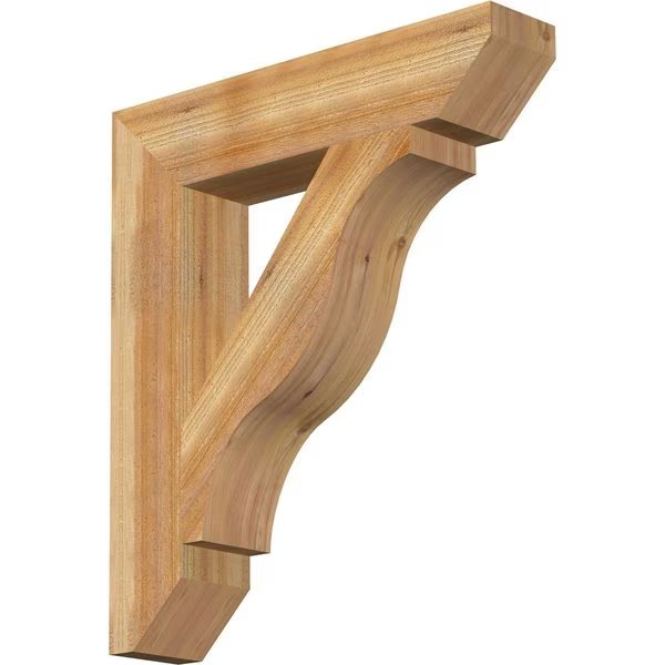Funston Slat Rough Sawn Bracket, Western Red Cedar, 6"W x 30"D x 34"H, Ekena Millwork, Mfr#: BKT06X30X34FST06RWR