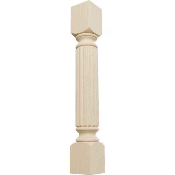 5"W x 5"D x 35 1/2"H Raymond Reeded Cabinet Column, Rubberwood, Ekena Millwork, Mfr#: COL05X05X35RARW