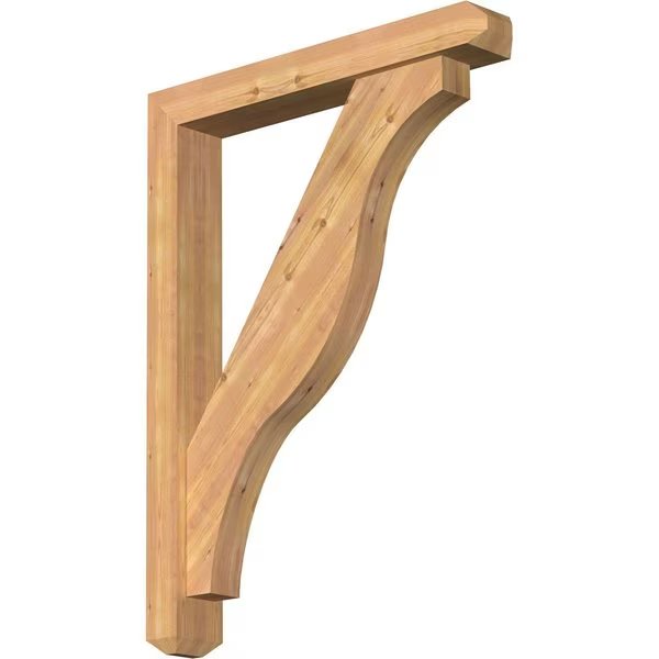 Funston Craftsman Smooth Bracket w/ Offset Brace, Western Red Cedar, 5 1/2"W x 36"D x 48"H, Ekena Millwork, Mfr#: BKT0604X36X48FST04SWR