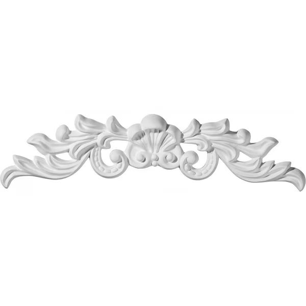 11 5/8"W x 1 3/4"H x 3/4"P Baile Center with Scrolls Onlay, Ekena Millwork, Mfr#: ONL11X02X0BI