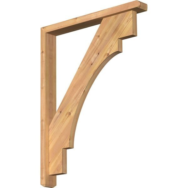 Merced Craftsman Smooth Bracket w/ Offset Brace, Western Red Cedar, 3 1/2"W x 28"D x 36"H, Ekena Millwork, Mfr#: BKT0402X28X36MRC04SWR