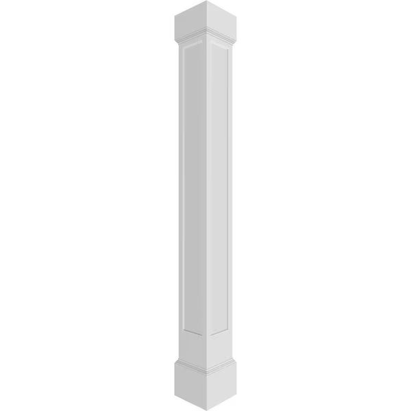 Craftsman Classic Square Non-Tapered Recessed Panel PVC Column, Mission Capital & Mission Base, Ekena Millwork, Mfr#: CC1210ENMMIMI