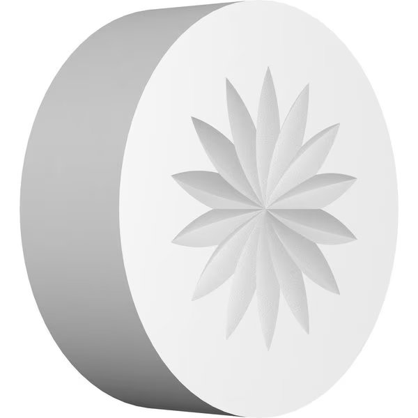 Standard Grayson Flower Rosette With Square Edge, 3"W x 3"H x 1"P, Ekena Millwork, Mfr#: ROSP030X030X100GRY09