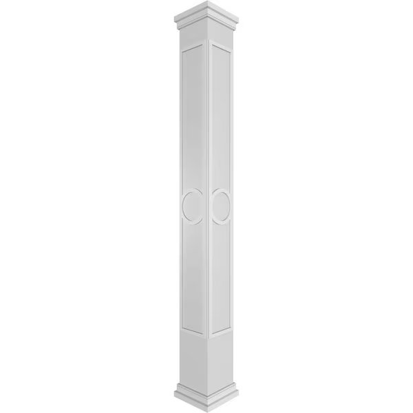 Craftsman Classic Square Non-Tapered Arts & Crafts Fretwork Column w/ Prairie Capital & Prairie Base, Ekena Millwork, Mfr#: CC1008ENACDPRPR