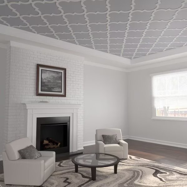 33W x 33H x 38T Small Marrakesh Decorative Fretwork Ceiling Panels in Architectural Grade PVC, Ekena Millwork, Mfr#: CELP33X3301MRK