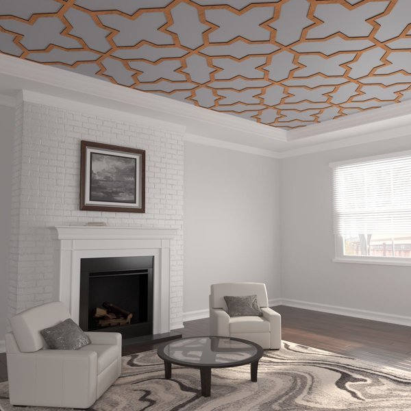 66 56W x 66 56H x 38T Large Laird Decorative Fretwork Wood Ceiling Panels, Cherry, Ekena Millwork, Mfr#: CELW67X67X0375LRDCH