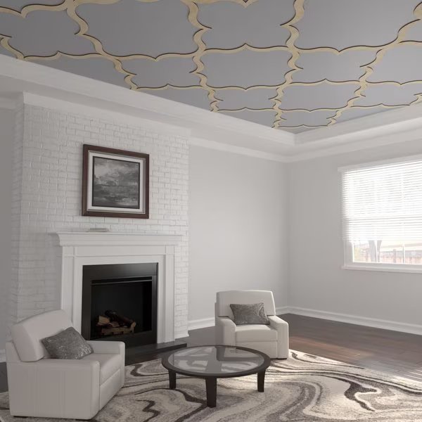 66 56W x 66 56H x 38T Large May Decorative Fretwork Wood Ceiling Panels, Birch, Ekena Millwork, Mfr#: CELW67X67X0375MAYBI