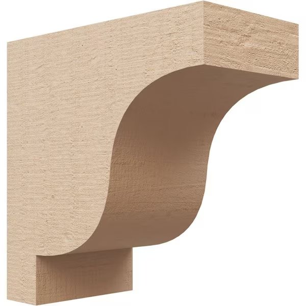 4in. W x 8in. D x 8in. H Series 1 Classic Newport Rough Cedar Woodgrain TimberThane Corbel, Tan, Ekena Millwork, Mfr#: CORUR04X08X08NEWRCPR