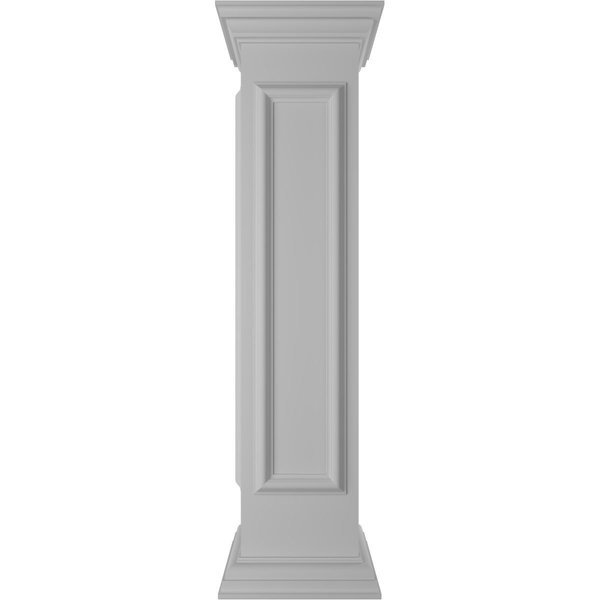 10"W x 48"H Corner Newel Post with Panel, Flat Capital & Base Trim (Installation kit included), Ekena Millwork, Mfr#: NWL10X48CPF0B0