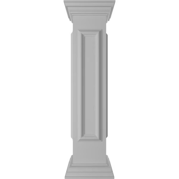 8"W x 40"H End Newel Post with Panel, Peaked Capital & Base Trim (Installation kit included), Ekena Millwork, Mfr#: NWL08X40EPP0B0