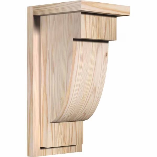 Alpine Smooth Corbel w/Backplate, Douglas Fir, 7 1/2"W x 8"D x 16"H, Ekena Millwork, Mfr#: COR08X08X16ALP01SDF