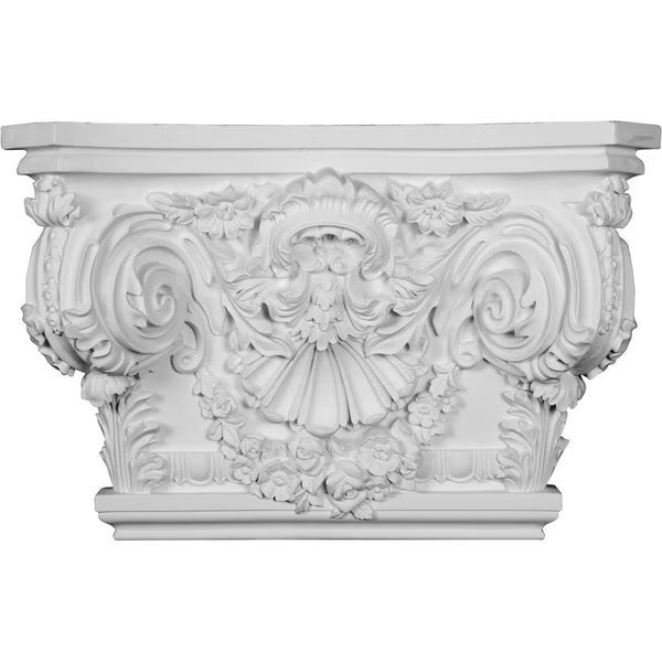 26 7/8"W x 17 1/2"H x 2 5/8"P Rose Capital (Fits Pilasters up to 19 1/4"W x 2 5/8"D), Ekena Millwork, Mfr#: CAP26X17X02RO