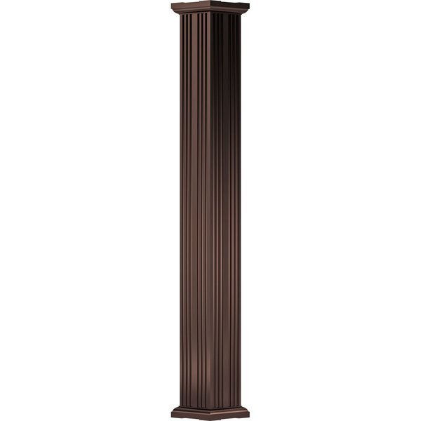 12" x 8' Endura-Aluminum Column, Square Shaft (Load-Bearing 37,000 lbs), Non-Tapered, FLuted, Ekena Millwork, Mfr#: EA1208ENFSETUTU
