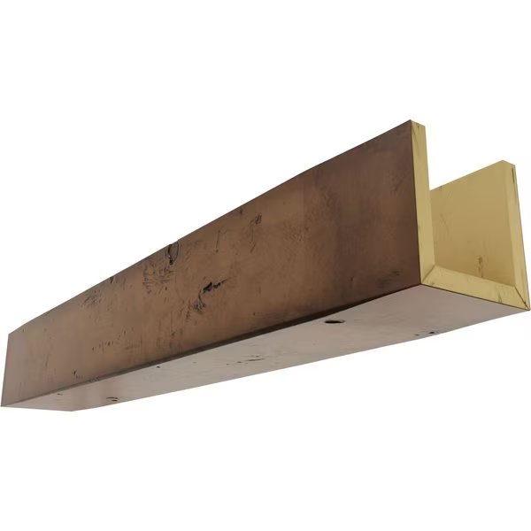 3-Sided (U-beam) Knotty Pine Endurathane Faux Wood Ceiling Beam, Premium Aged, 8"W x 6"H  x 8'L, Ekena Millwork, Mfr#: BMKP3C0080X060X096ZD