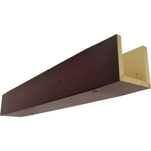 3-Sided (U-beam) Knotty Pine Endurathane Faux Wood Ceiling Beam, Premium Cherry, 8"W x 6"H  x 10'L, Ekena Millwork, Mfr#: BMKP3C0080X060X120ZY