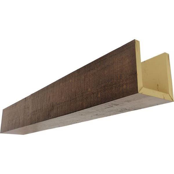 3-Sided (U-beam) Rough Cedar Endurathane Faux Wood Ceiling Beam, Premium Aged, 10"W x 6"H  x 24'L, Ekena Millwork, Mfr#: BMRC3C0100X060X288ZD