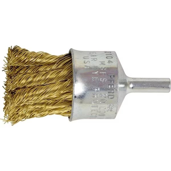1" Knot Wire End Brush - Flared Cup - .014 Brass Wire, 1/4" Shank, Pferd, Mfr#: 83104
