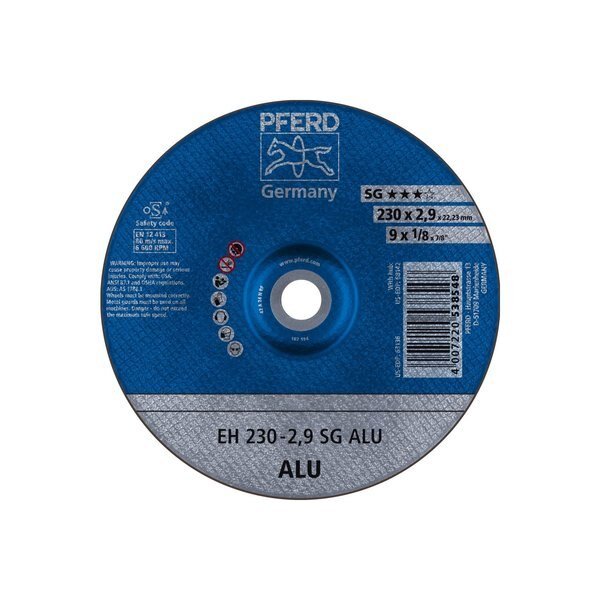 9" x 1/8" Cut-Off Wheel, 7/8" A.H. - SG ALU - Type 27, Pferd, Mfr#: 63136