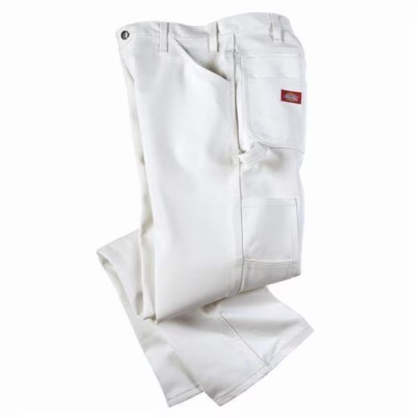 32" x 32" White Painter's Pants Cotton Men's Relaxed Fit, Dickies, Mfr#: 1953-32X32