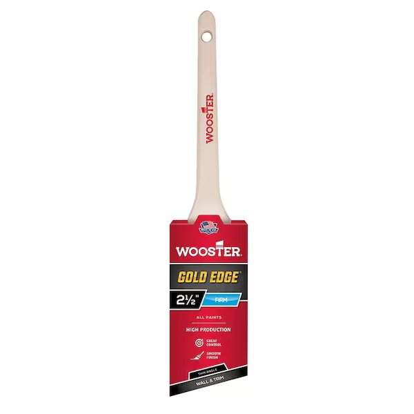 2-1/2" Thin Angle Sash Soft, Gold CT Polyester Bristle, Paint Brush, Wood Handle