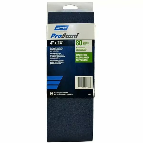 4" x 24" ProSand BlueFire Portable Sanding Belt 80-Grit, PK 2, Norton Co, Mfr#: 05472
