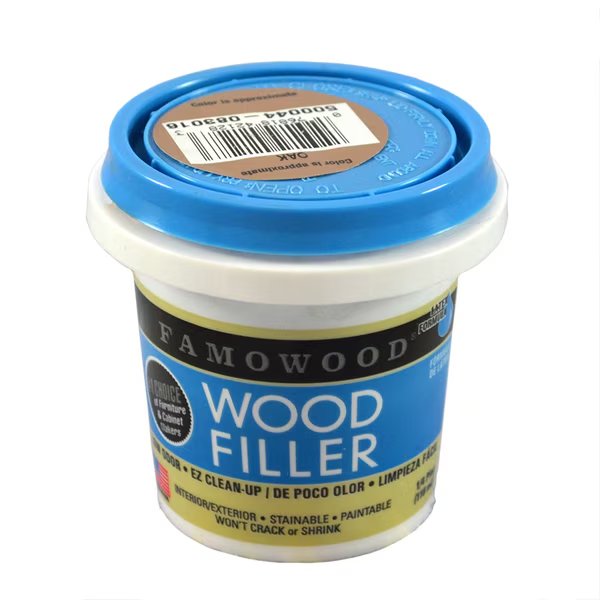 1/4 Pt Oak Famowood Water-Based Latex Wood Filler, Eclectic Products, Mfr#: 40042128
