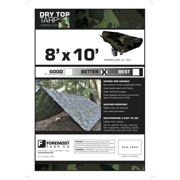 Tarp, Camoflauge, Polyethylene, Fgi, Mfr#: 40810