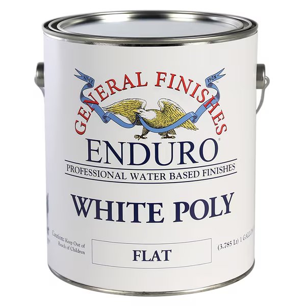 1 Gal White Enduro White Poly Water-Based Topcoat Pigmented, Flat, General Finishes, Mfr#: GWF