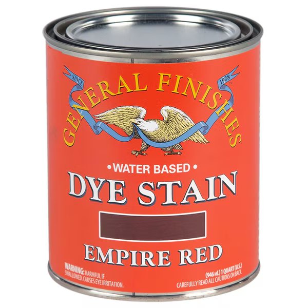 1 Qt Empire Red Dye Stain Water-Based Wood Stain, General Finishes, Mfr#: DQR