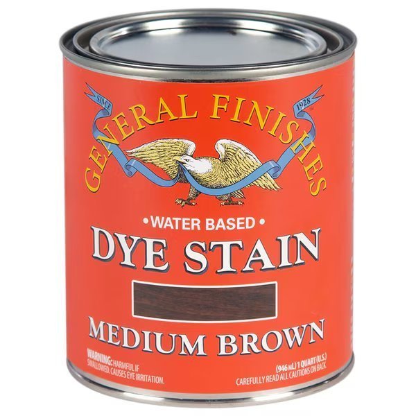 1 Qt Medium Brown Dye Stain Water-Based Wood Stain, General Finishes, Mfr#: DQM