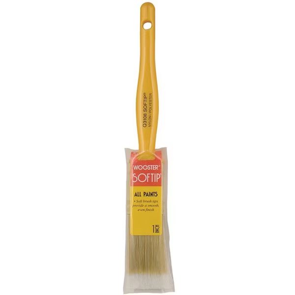 1" Angle Sash Paint Brush, Nylon/Polyester Bristle, Plastic Handle, Wooster, Mfr#: Q3208