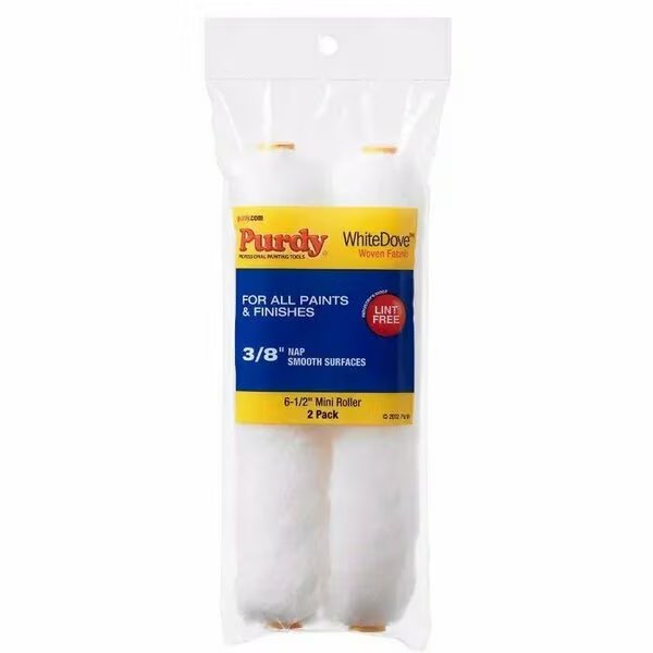 6-1/2" Mini Paint Roller Cover, 3/8" Nap Nap, Woven Dralon, 2 PK, Purdy, Mfr#: 140605062