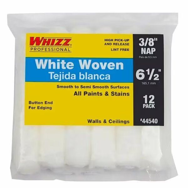 6-1/2" Mini Paint Roller Cover, 3/8" Nap Nap, Woven Fabric, 12 PK, Work Tools, Mfr#: 44540