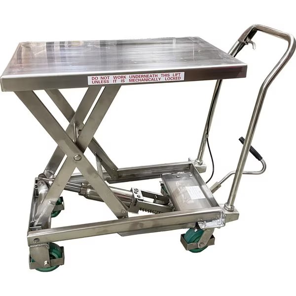Scissor Lift Table, 550 lb. Cap, 32.5"L x 19.75"W, Stainless Steel, Pake Handling Tools, Mfr#: PAKLT03