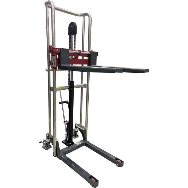 Manual Stacker, 880 lb. Cap, 59" Lift Height, Adjustable Fork, Pake Handling Tools, Mfr#: PAKMS01