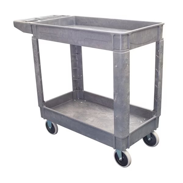Plastic Utility Cart, 550 lb. Cap, 38" x 17.25", 2 Shelves, Pake Handling Tools, Mfr#: PAKPP01