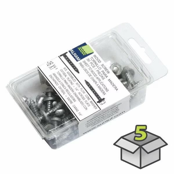 Wood Screw, 5.1, Hex Drive, 5 PK, Palram, Mfr#: 401034