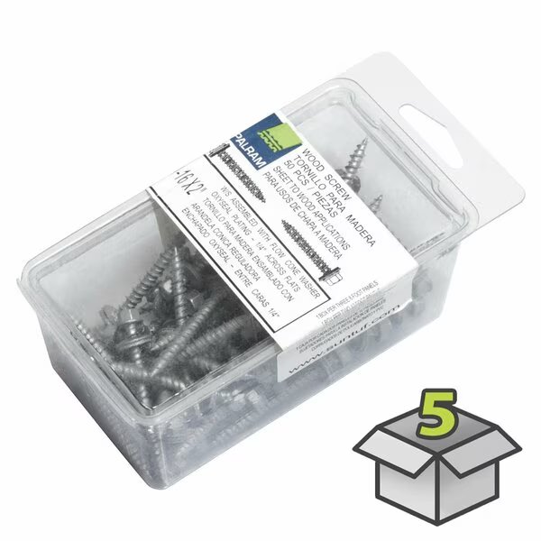 Wood Screw, 5.1, Hex Drive, 5 PK, Palram, Mfr#: 401030