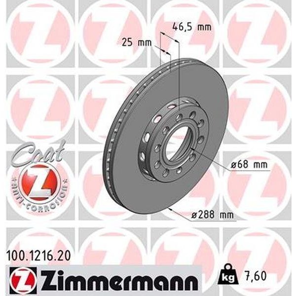 Brake Disc - Standard/Coated, 100121620, Zimmermann, Mfr#: 100121620
