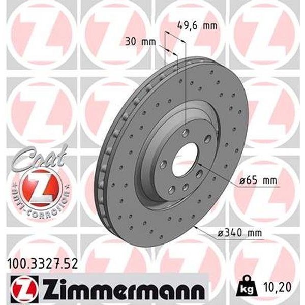 Brake Disc - Sport/Coated, 100332752, Zimmermann, Mfr#: 100332752