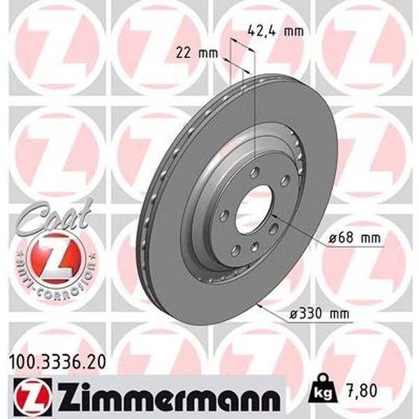 Rear Brake Rotor, 100333620, Zimmermann, Mfr#: 100333620