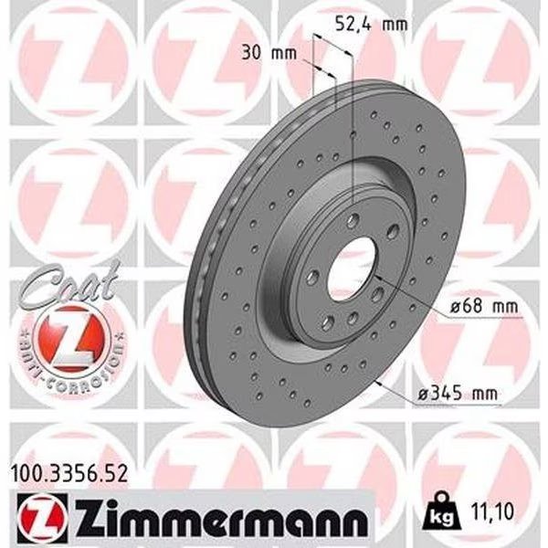 Brake Disc - Sport/Coated, 100335652, Zimmermann, Mfr#: 100335652
