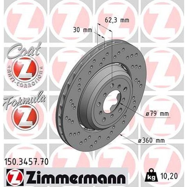 Brake Disc - Fusion Z/X-Drilled/Coated, 150345770, Zimmermann, Mfr#: 150345770