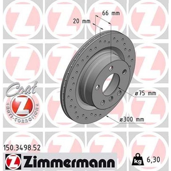 Brake Disc - Sport/Coated, 150.3498.52, Zimmermann, Mfr#: 150.3498.52