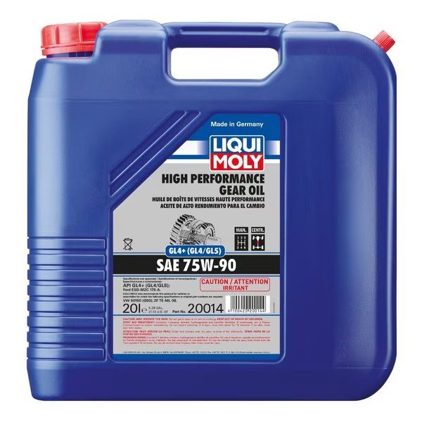 High Performance Gear Oil GL4+ SAE 75W-90, 20 Liter, 20014, Liqui Moly, Mfr#: 20014