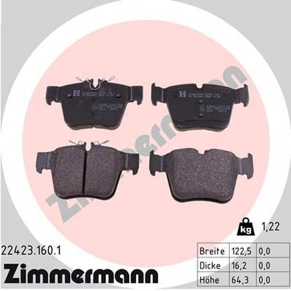BRAKE PAD SET, Zimmermann, Mfr#: 22423.160.1