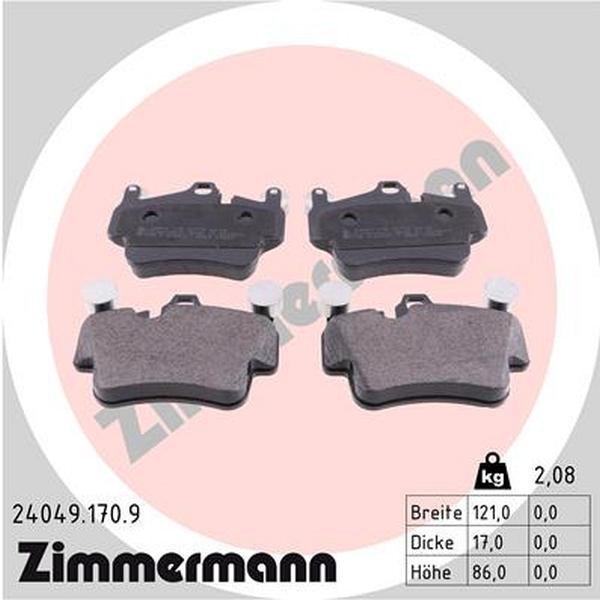 Brake Pad Set, 240491709, Zimmermann, Mfr#: 240491709