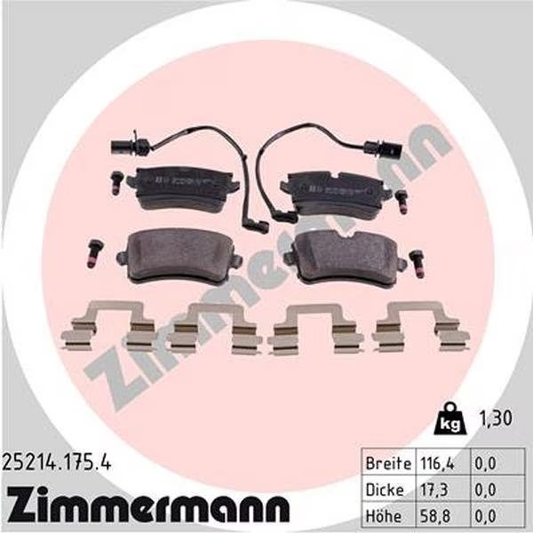 Brake Pad Set, 252141754, Zimmermann, Mfr#: 252141754