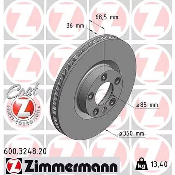 Brake Disc - Standard/Coated, 600324820, Zimmermann, Mfr#: 600324820